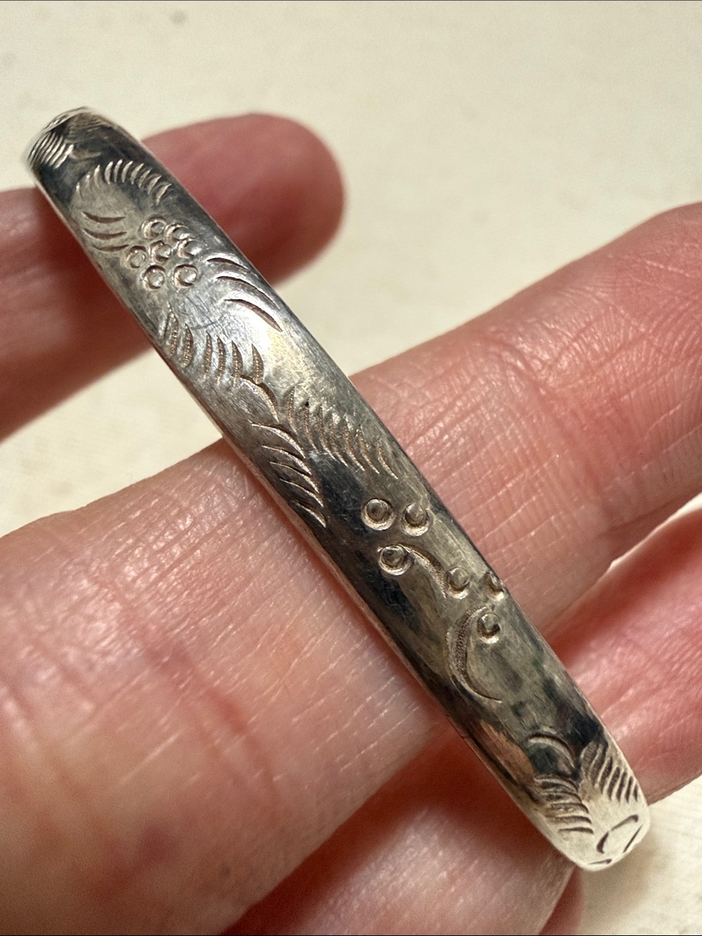 Engraved Sterling Silver 925 Cuff Bracelet - Picture 7 of 16